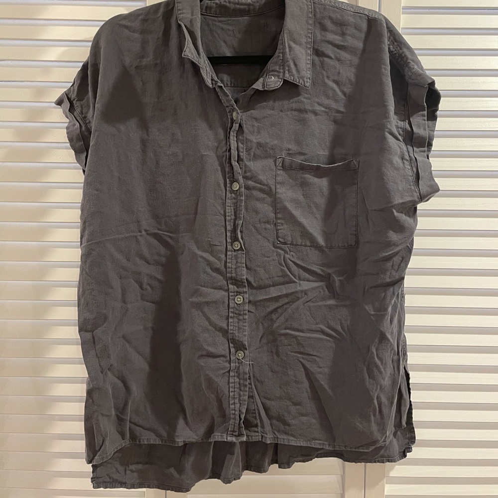 Dark Grey Button Down Cute Top